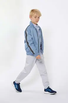 BOSS pantaloni de trening pentru copii culoarea gri, neted, J51153 imagine