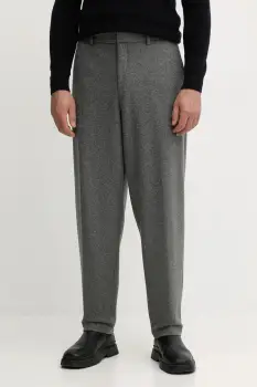 BOSS pantaloni din lana culoarea gri, drept, 50551541 imagine