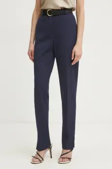 BOSS pantaloni femei, culoarea albastru marin, fason tigareta, high waist, 50534616 imagine