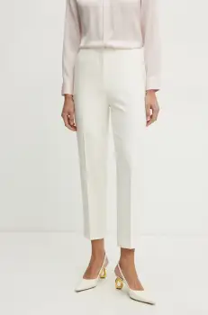 BOSS pantaloni femei, culoarea bej, fason tigareta, high waist, 50511953 imagine