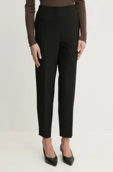 BOSS pantaloni femei, culoarea negru, croiala tigareta, high waist, 50511954 imagine