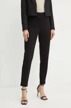 BOSS pantaloni femei, culoarea negru, drept, high waist, 50490056 imagine