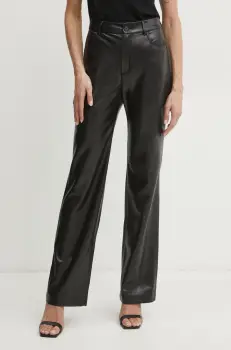 BOSS pantaloni femei, culoarea negru, lat, high waist, 50534543 imagine