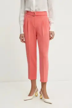BOSS pantaloni femei, culoarea roz, drept, high waist imagine
