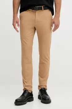 BOSS pantaloni P-Kaiton1-Zip culoarea verde, cu fason chinos, 50543945 imagine