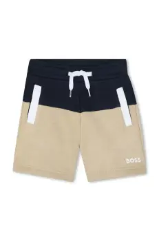 BOSS pantaloni scurti bebe culoarea bej, talie reglabila, J52085 imagine