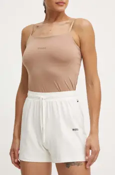 BOSS pantaloni scurti de lounge culoarea alb, neted, high waist imagine