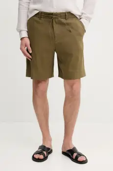 BOSS pantaloni scurti din in barbati, culoarea verde, 50540694 imagine