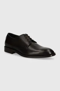 BOSS pantofi de piele Derrek barbati, culoarea maro, 50522941 imagine