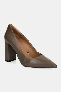 BOSS pantofi de piele Janet culoarea maro, cu toc drept, 50518512 imagine