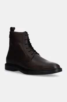 BOSS pantofi inalti de piele Larry barbati, culoarea maro, 50529154 imagine