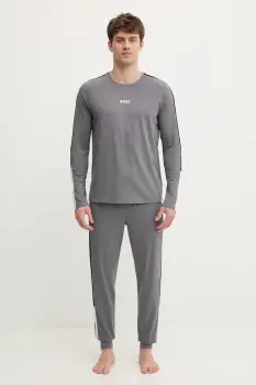 BOSS pijama Balance Long Set culoarea gri, cu imprimeu, 50554773 imagine