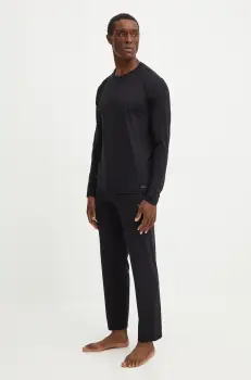 BOSS pijama barbati, culoarea negru, neted, 50527304 imagine