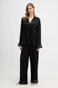BOSS pijama Blossom Long Set culoarea negru, 50557156 imagine