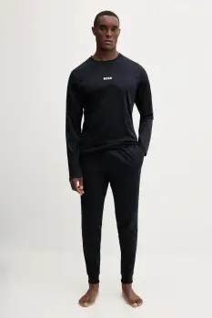 BOSS pijamale de bumbac culoarea bleumarin, cu imprimeu, 50550547 imagine