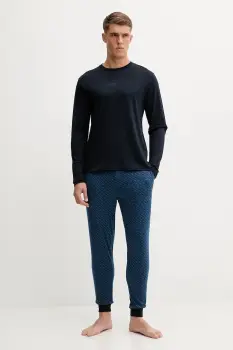 BOSS pijamale de bumbac culoarea negru, cu imprimeu, 50550494 imagine