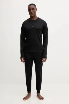 BOSS pijamale de bumbac culoarea negru, cu imprimeu, 50550547 imagine