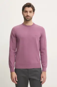 BOSS pulover de bumbac culoarea roz, light imagine