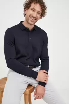 BOSS pulover de lana barbati, culoarea albastru marin, light imagine