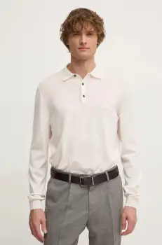 BOSS pulover de lana barbati, culoarea bej, light imagine