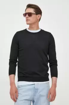 BOSS pulover de lana barbati, culoarea negru, light imagine