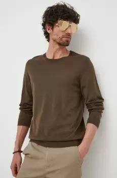 BOSS pulover de lana barbati, culoarea verde, light imagine