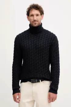 BOSS pulover de lana BECKHAM X BOSS culoarea bleumarin, cu guler, 50554338 imagine