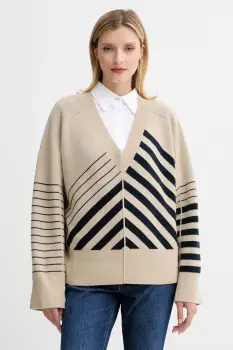 BOSS pulover de lana culoarea bej, light, 50542884 imagine