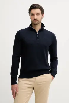 BOSS pulover de lana culoarea bleumarin, cu turtleneck, 50543155 imagine