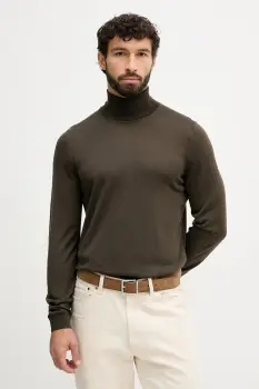 BOSS pulover de lana culoarea gri, light, cu guler, 50468262 imagine