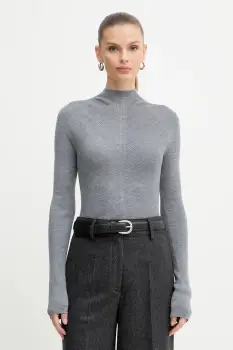 BOSS pulover de lana culoarea gri, light, cu turtleneck, 50549166 imagine