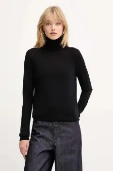 BOSS pulover de lana culoarea negru, light, cu guler, 50548298 imagine