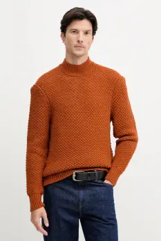 BOSS pulover de lana culoarea portocaliu, cu turtleneck, 50550008 imagine