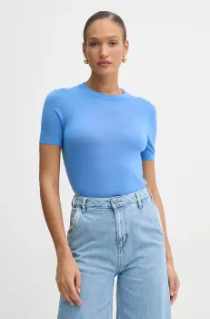 BOSS pulover de lana femei, culoarea albastru marin, light, 50492857 imagine