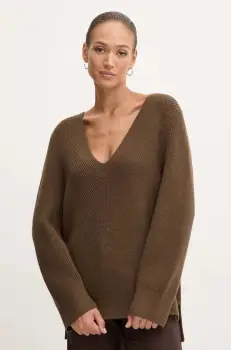 BOSS pulover de lana femei, culoarea maro, 50523738 imagine