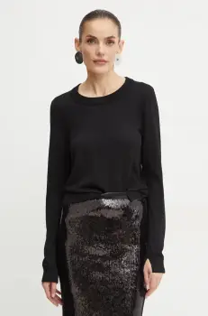 BOSS pulover de lana femei, culoarea negru, light imagine