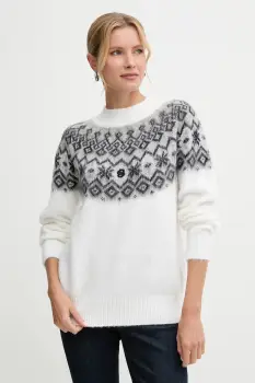 BOSS pulover din amestec de lana culoarea bej, cu turtleneck, 50549369 imagine