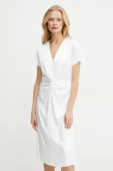 BOSS rochie culoarea alb, mini, drept, 50537964 imagine