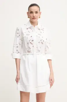 BOSS rochie culoarea alb, mini, evazati, 50535196 imagine