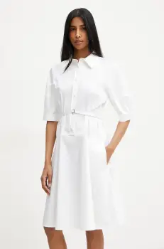 BOSS rochie culoarea alb, mini, evazati, 50537388 imagine