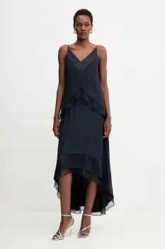 BOSS rochie culoarea albastru marin, maxi, evazati, 50542856 imagine