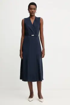 BOSS rochie culoarea albastru marin, midi, drept, 50548494 imagine