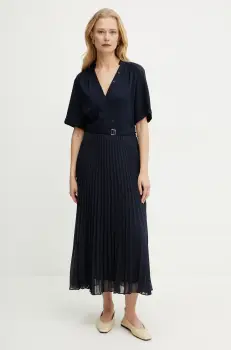 BOSS rochie culoarea albastru marin, midi, evazati, 50530564 imagine