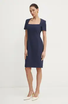 BOSS rochie culoarea albastru marin, mini, drept, 50535199 imagine