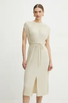 BOSS rochie culoarea bej, midi, drept, 50521881 imagine