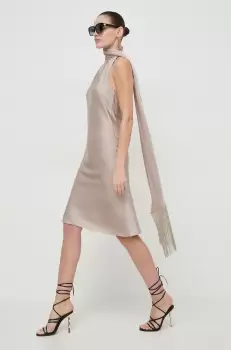 BOSS rochie culoarea bej, midi, drept imagine