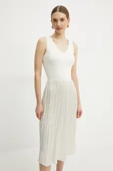 BOSS rochie culoarea bej, midi, evazati, 50537736 imagine