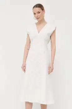 BOSS rochie culoarea bej, midi, evazati imagine