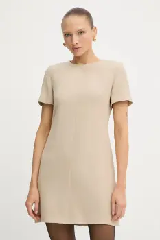 BOSS rochie culoarea bej, mini, drept, 50541993 imagine