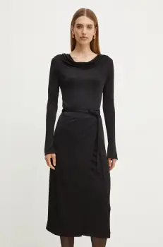 BOSS rochie culoarea negru, midi, evazati, 50518786 imagine